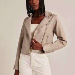 Abercrombie & Fitch Women's Cream Leather Jacket